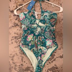 Colorful Cashew Tunneled Cutout One Piece Swimsuit